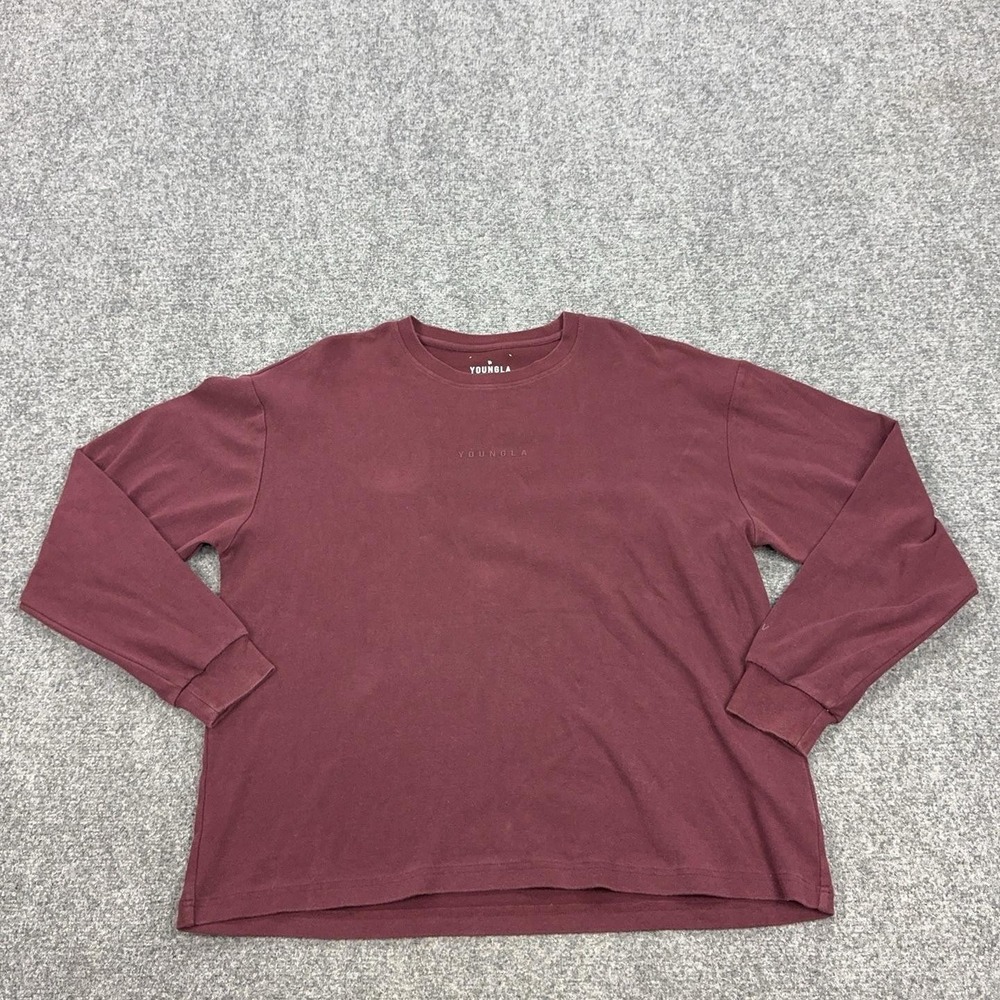YoungLA Sweatshirt Mens Large Red Long Sleeve Casual Crewneck Relaxed Fit Top